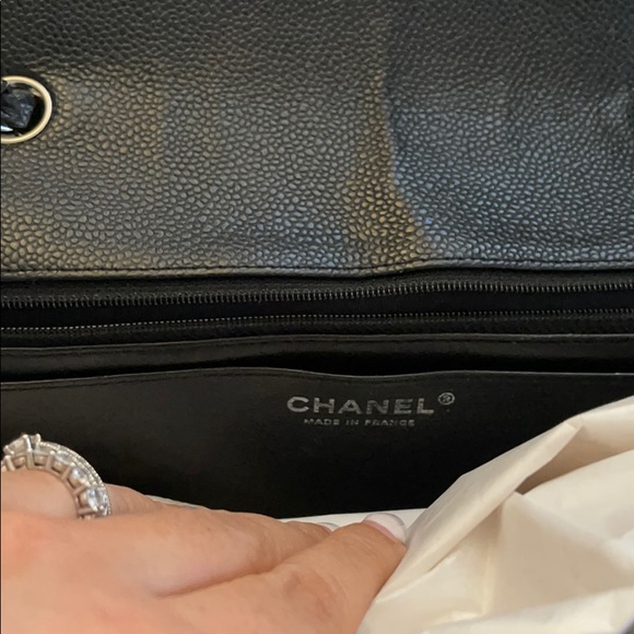 SOLD Chanel Single Flap Jumbo black caviar leather - Picture 9 of 16